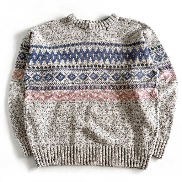 Vintage Northern Reflections, Fair Isles Style Sweater / Distressed / Spring - Picture 1 of 10